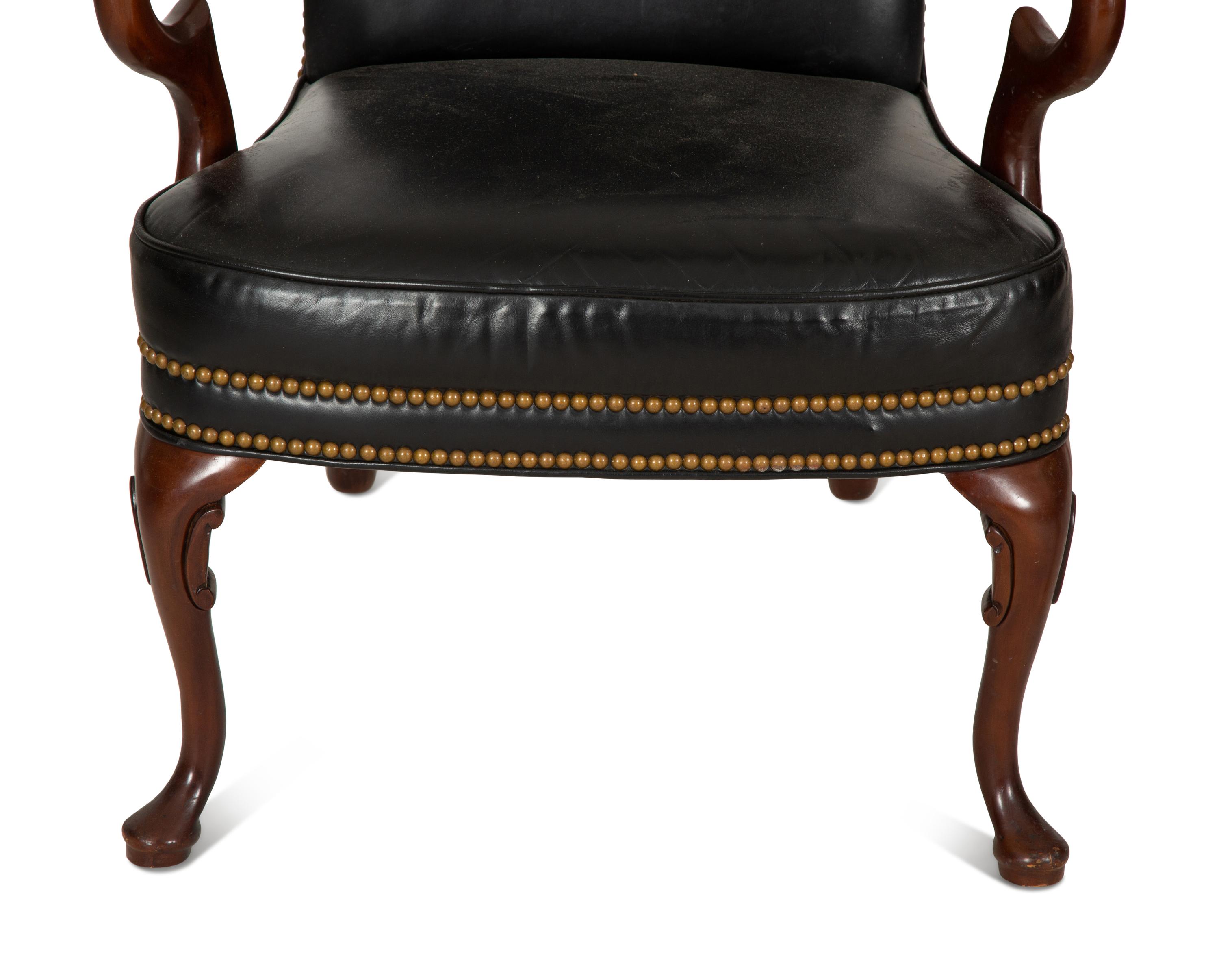 A Pair of George II Style Mahogany Open Armchairs — 20th Century