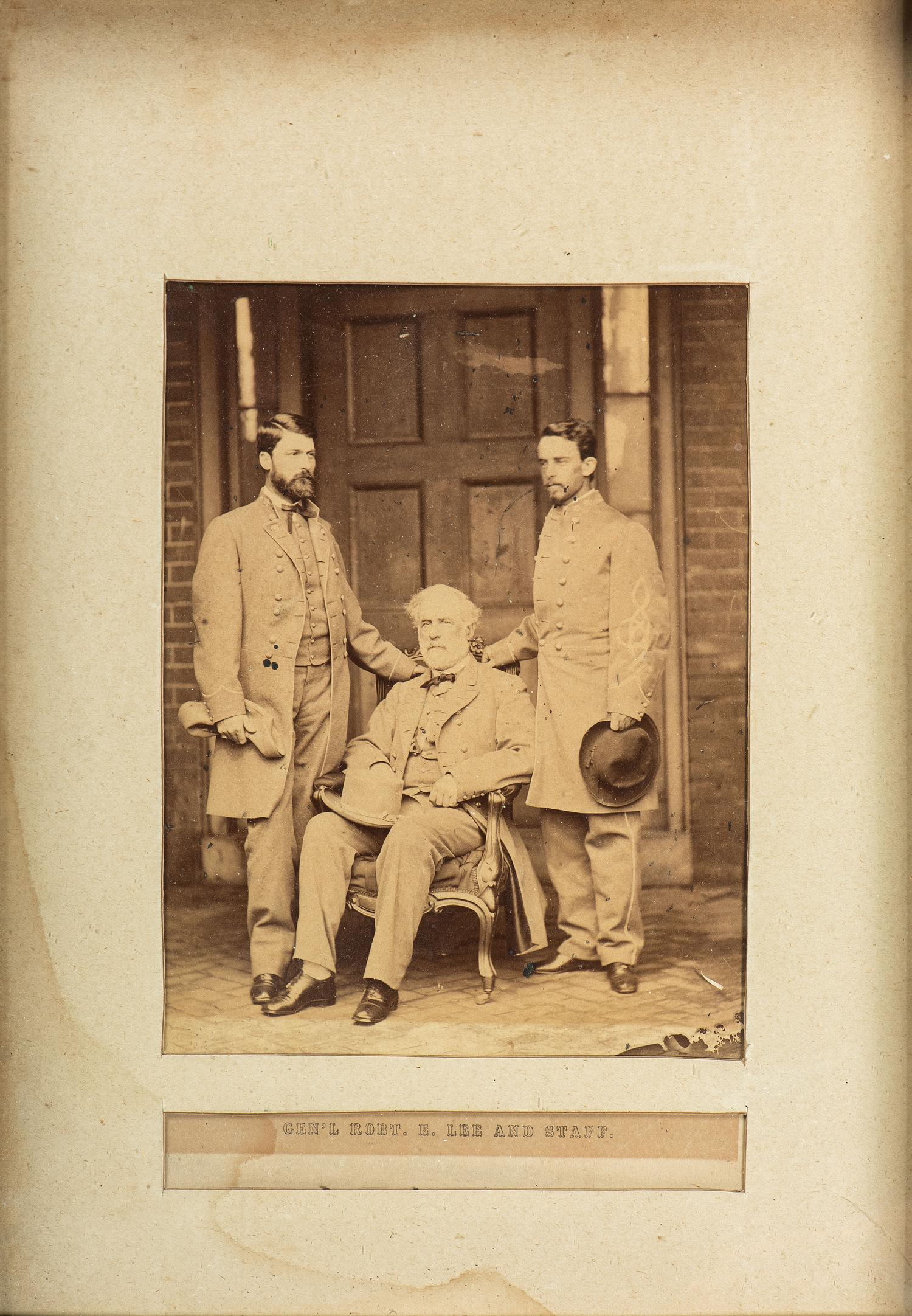 [CIVIL WAR]. BRADY, Mathew (1822-1896), photographer. Gen'l. Robt. E. Lee and Staff . Washington, DC, 1866.