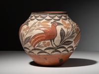 Zia Four Color Pottery Olla, with Parrots
