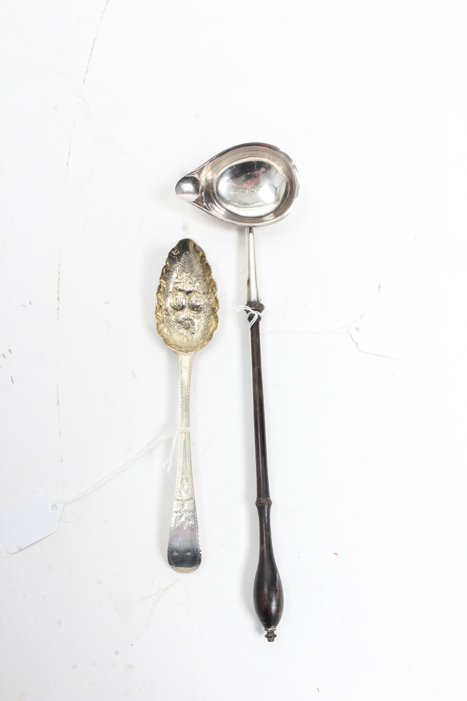 Two George III Silver Serving Articles, Hester Bateman, London, 1783 and 1788, comprising an Old English handled berry spoon and a todd