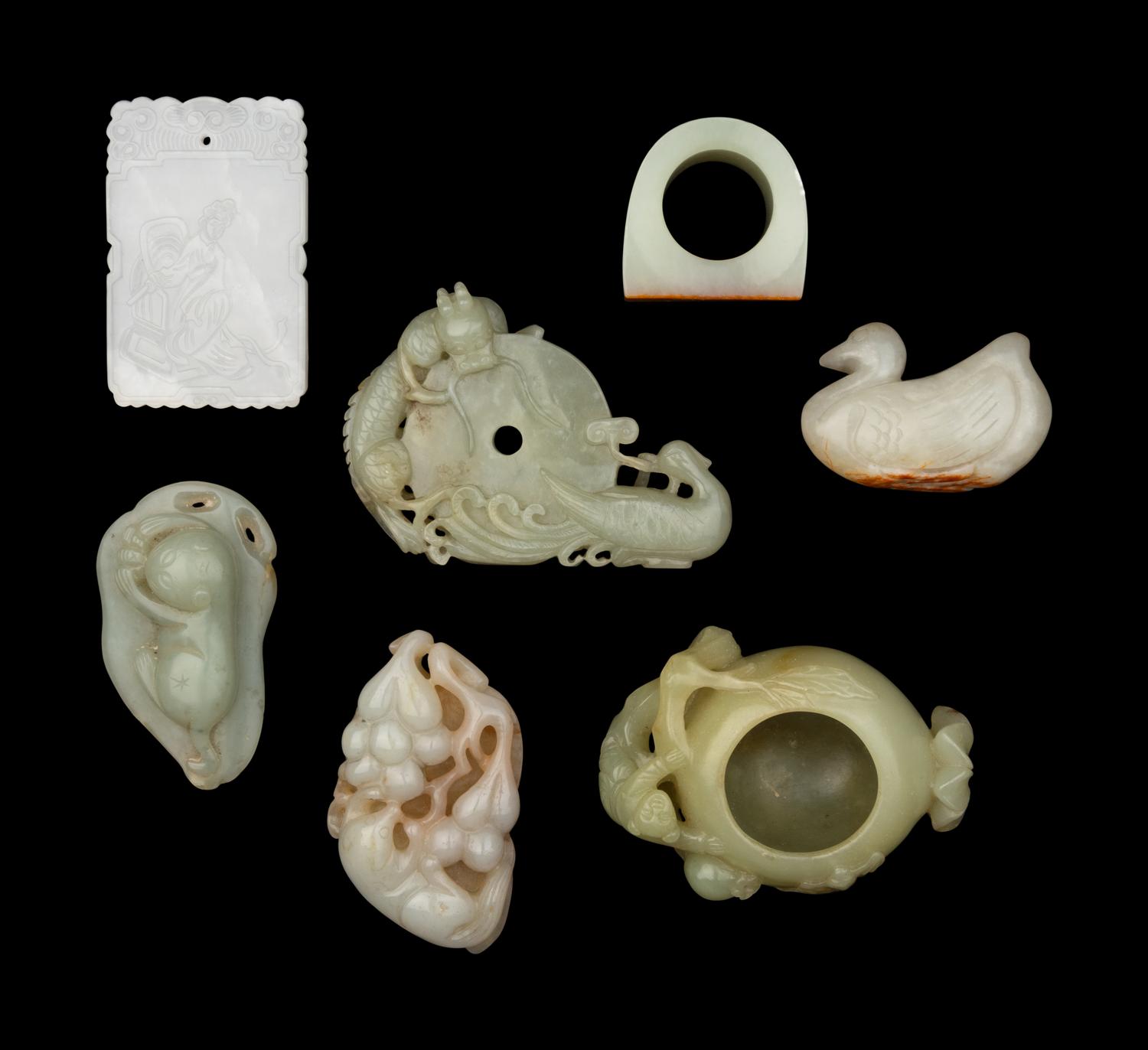 Seven Chinese Carved Jade Articles