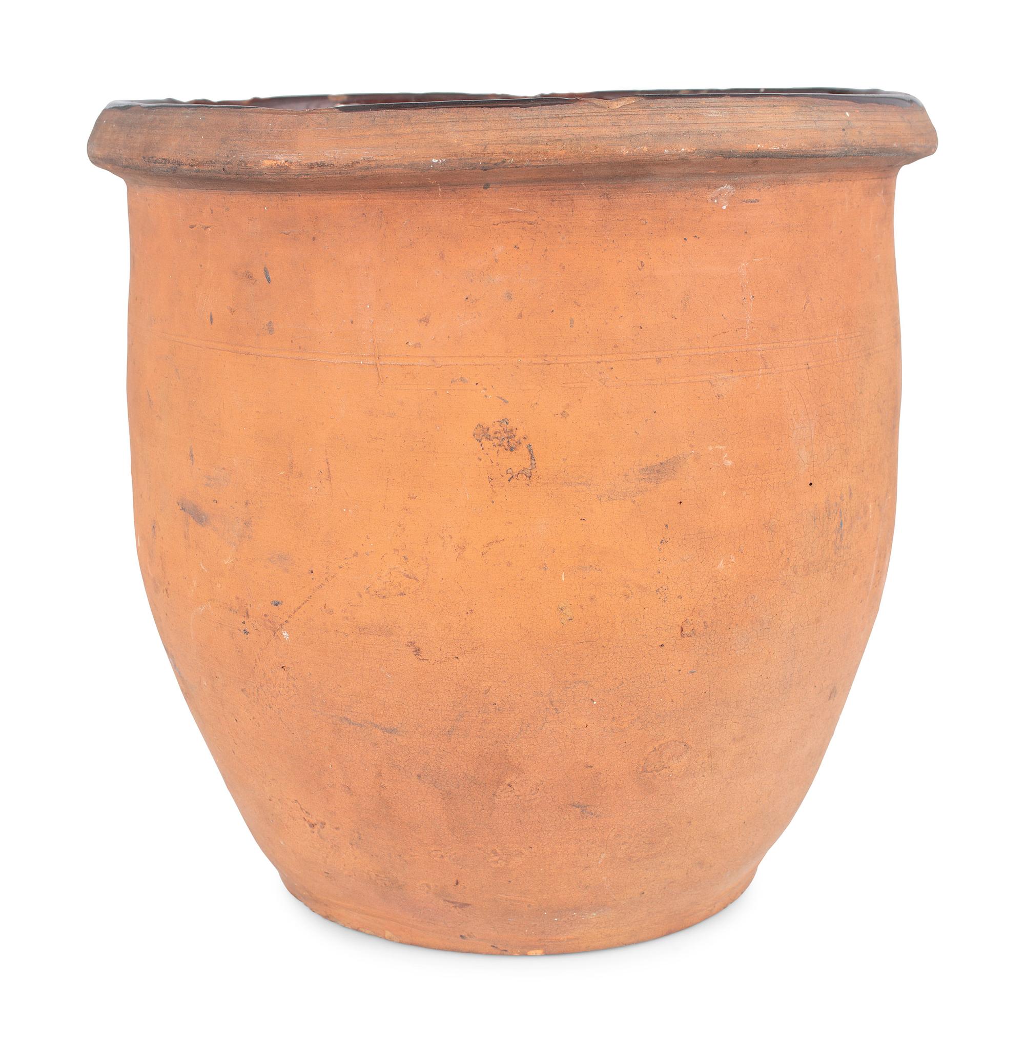 Four Redware Jars with Interior Glaze