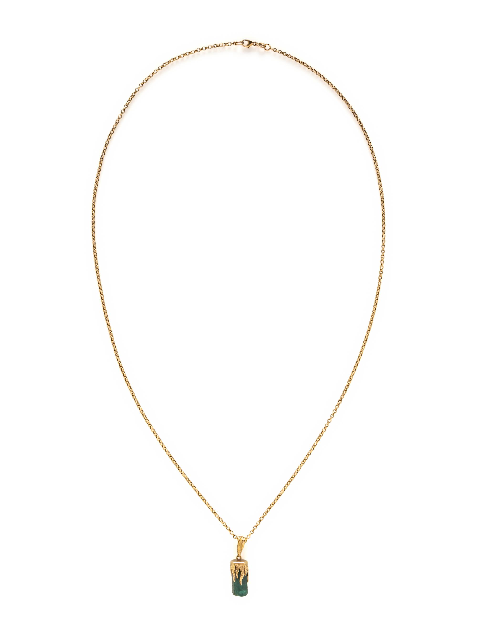 EMERALD CRYSTAL AND YELLOW GOLD PENDANT NECKLACE