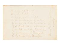 LONGFELLOW, Henry Wadsworth (1807-1882). Autograph manuscript quotation signed ("Henry W. Longfellow"), a fair copy, of the last stanza of "The Song of Hiawatha," [Cambridge], 15 May 1876.