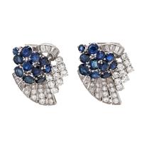 PAIR OF SAPPHIRE AND DIAMOND DRESS CLIPS
