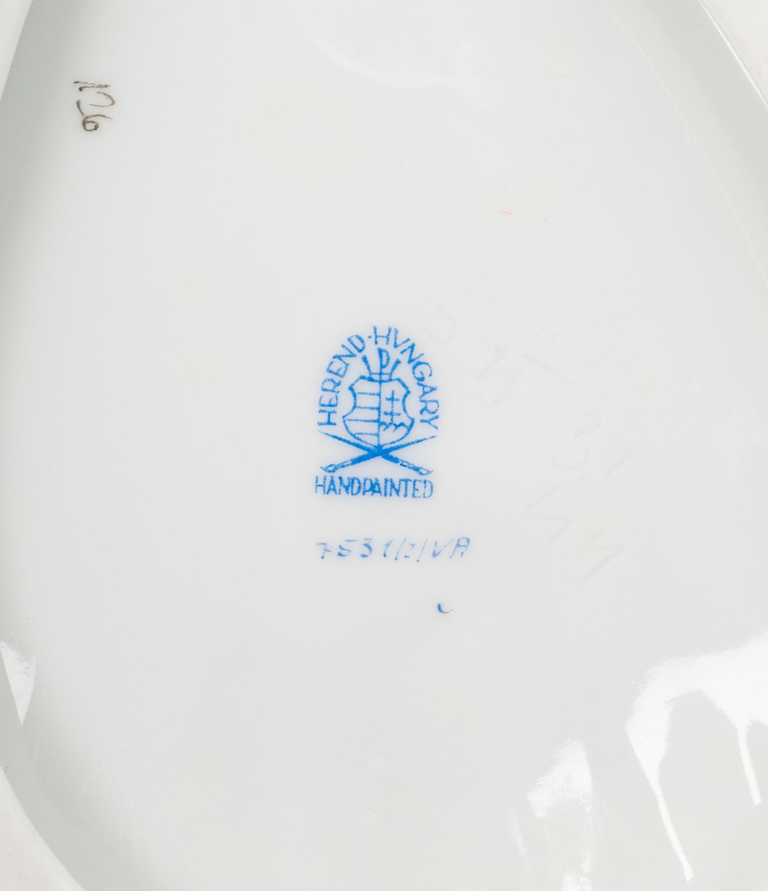 A Herend Queen Victoria Porcelain Three-Part Dish