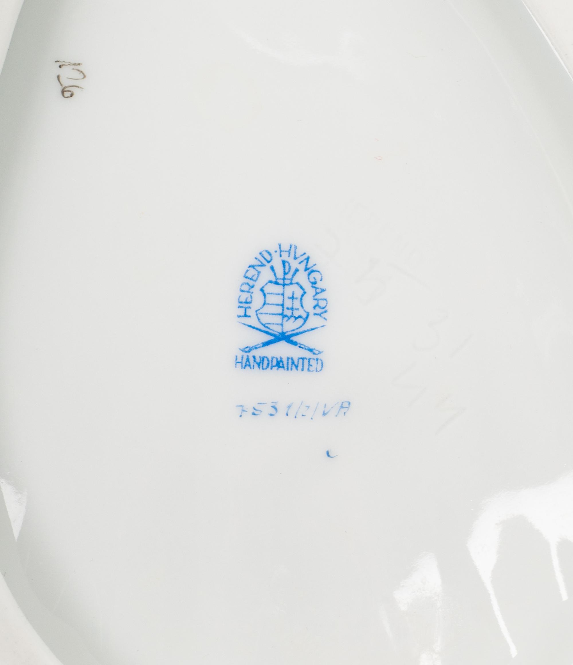 A Herend Queen Victoria Porcelain Three-Part Dish