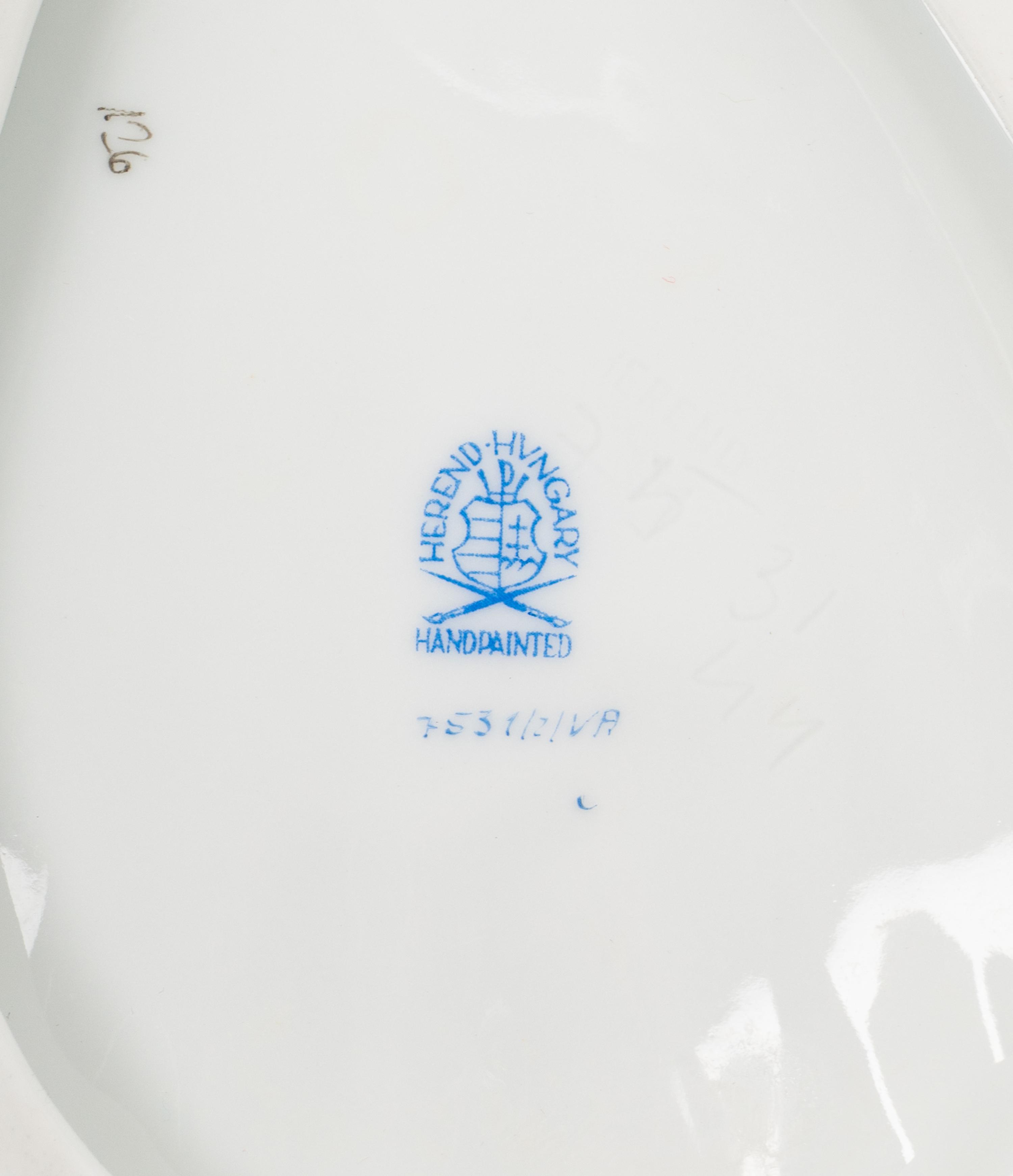 A Herend Queen Victoria Porcelain Three-Part Dish