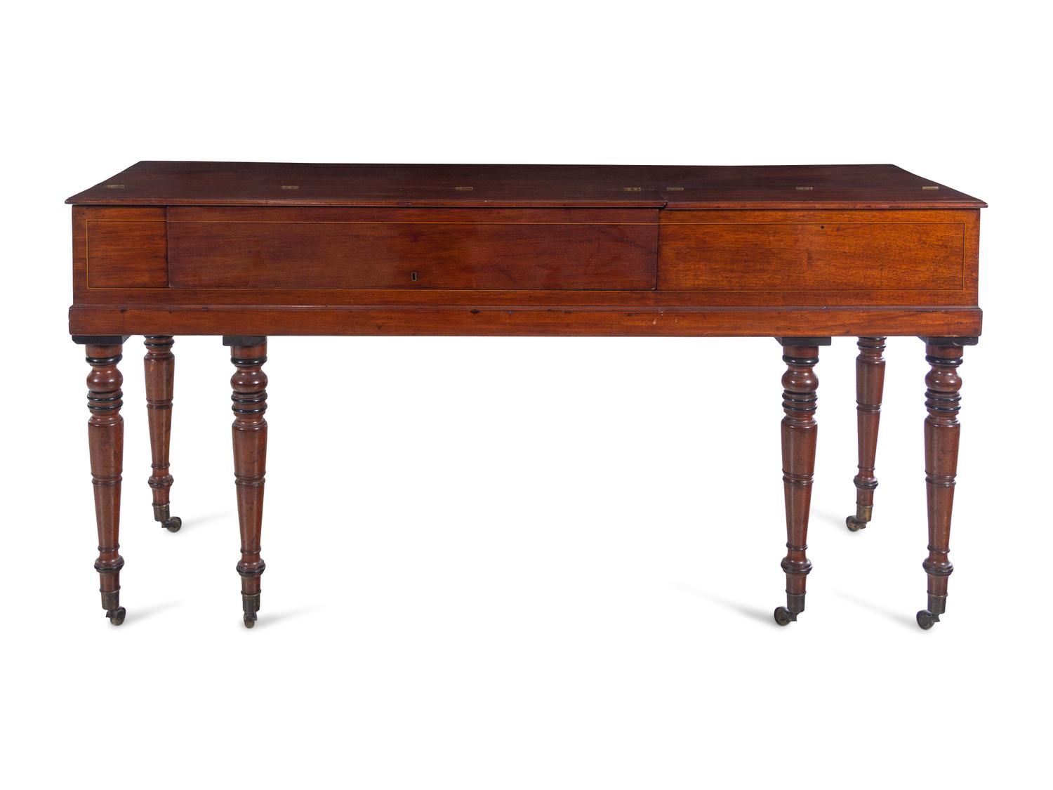 A George III Mahogany and Satinwood Square Piano