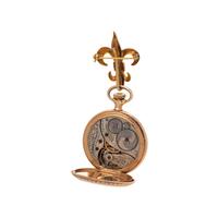 ELGIN, 14K YELLOW GOLD HUNTER CASE POCKET WATCH WITH GOLD-FILLED LAPEL BROOCH
