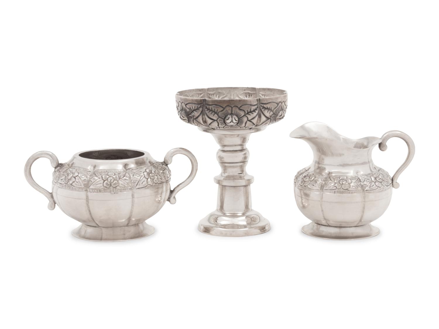 A Collection of Mexican and American Silver Table Articles