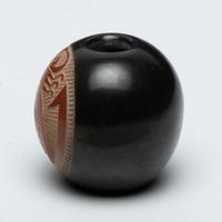 Black, Red, and Sienna Sgraffito Seed Jar, with Iktomi