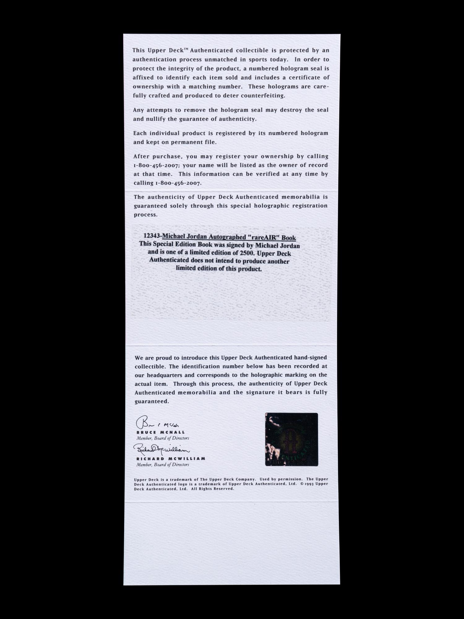 A Michael Jordan Signed Autograph Limited Edition Rare Air Book (Upper Deck Authenticated),