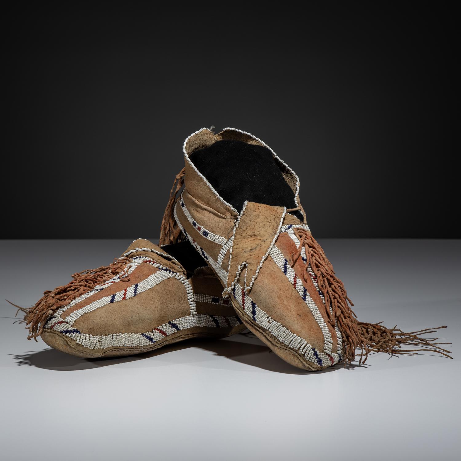 Southern Cheyenne Beaded Hide Moccasins