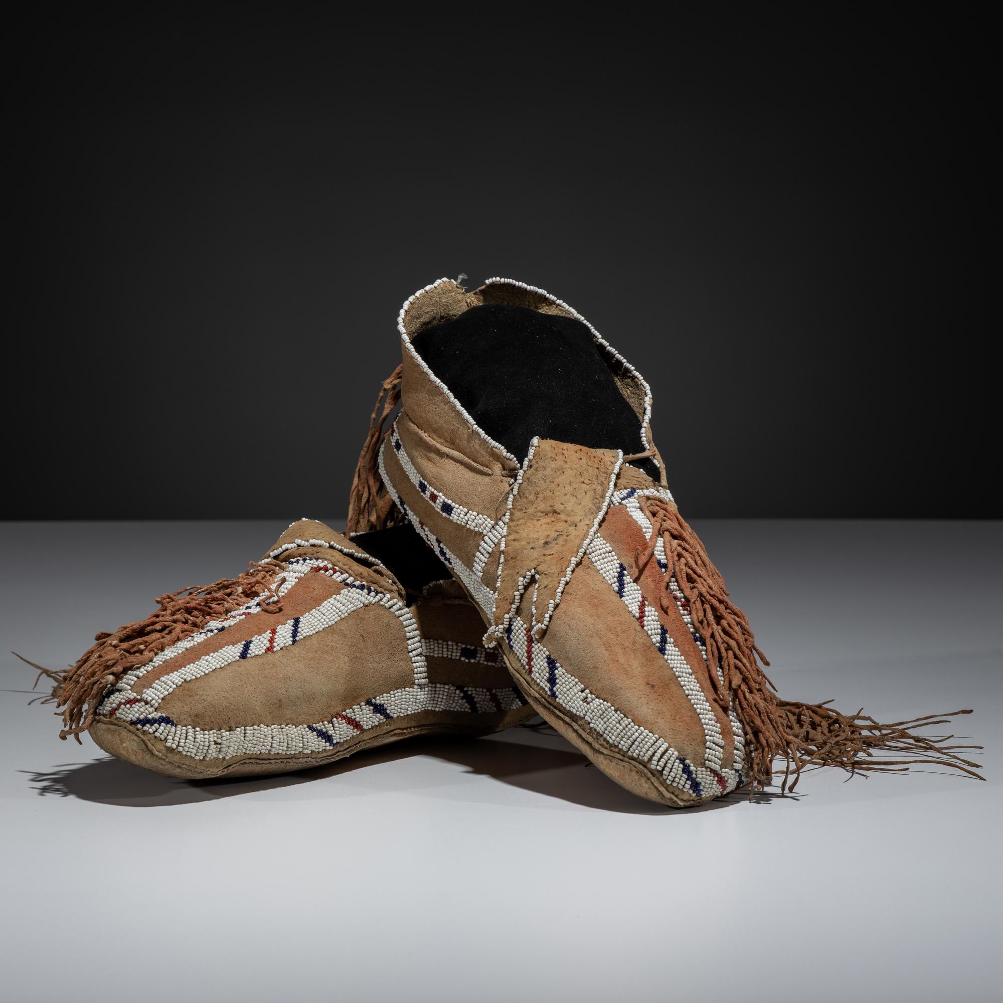 Southern Cheyenne Beaded Hide Moccasins