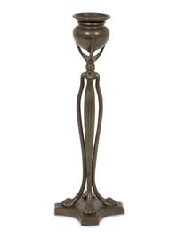 A Tiffany Studios Cat's Paw Bronze Candlestick