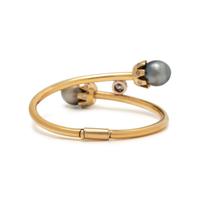 CULTURED TAHITIAN PEARL AND DIAMOND BANGLE BRACELET