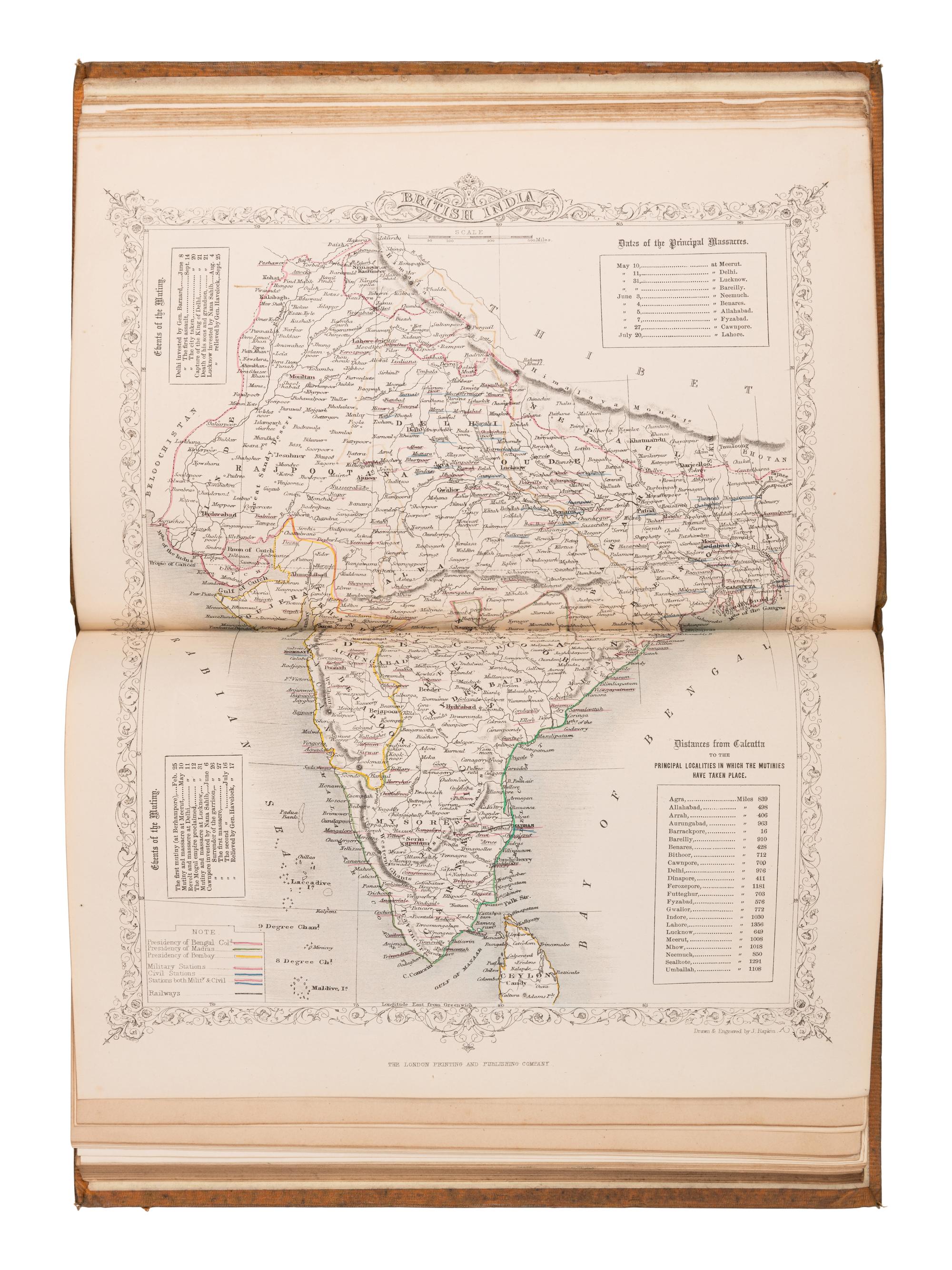 MARTIN, Robert Montgomery (1803?-1868). The Indian Empire: Its History, Topography, Government, Finance, Commerce, and Staple Products. London: The London Printing and Publishing Company (Limited), [ca 1858].