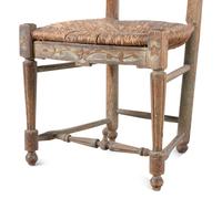 A Pair of French Carved and Painted Rush Seat Side Chairs