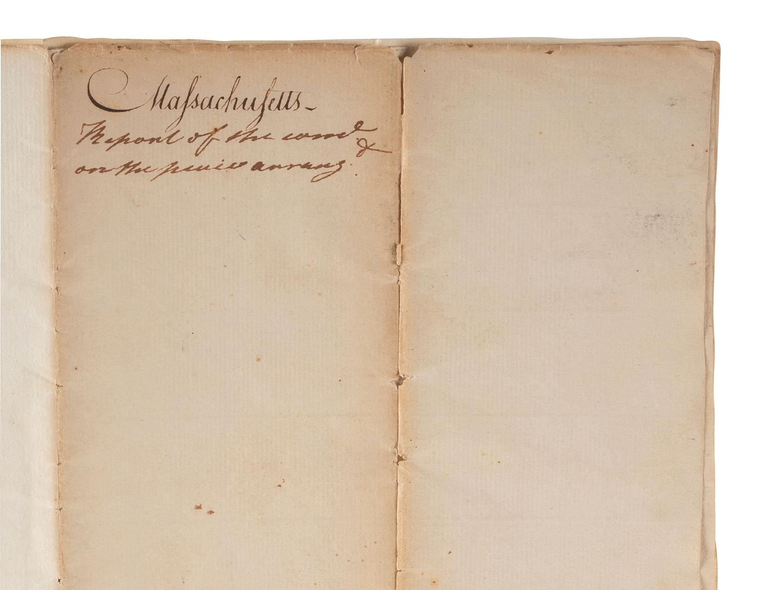 [CONTINENTAL CONGRESS] -- [HAMILTON, Alexander (1755-1804)]. [HOLTEN, Dr. Samuel (1738-1816).] Dr. Samuel Holten's personal copy of the Report of a Committee to the Continental Congress on a Military Peace Establishment, [1783].