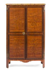 A Louis XV/XVI Transitional Style Marquetry Cabinet Height 56 x width 35 x depth 14 inches. — LATE 19TH/EARLY 20TH CENTURY