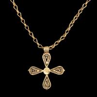 A Byzantine Gold and Garnet Cross Necklace