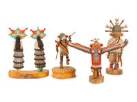 Collection of Hopi Katsinas, Including Ewiro by Darmon Kootswatewa