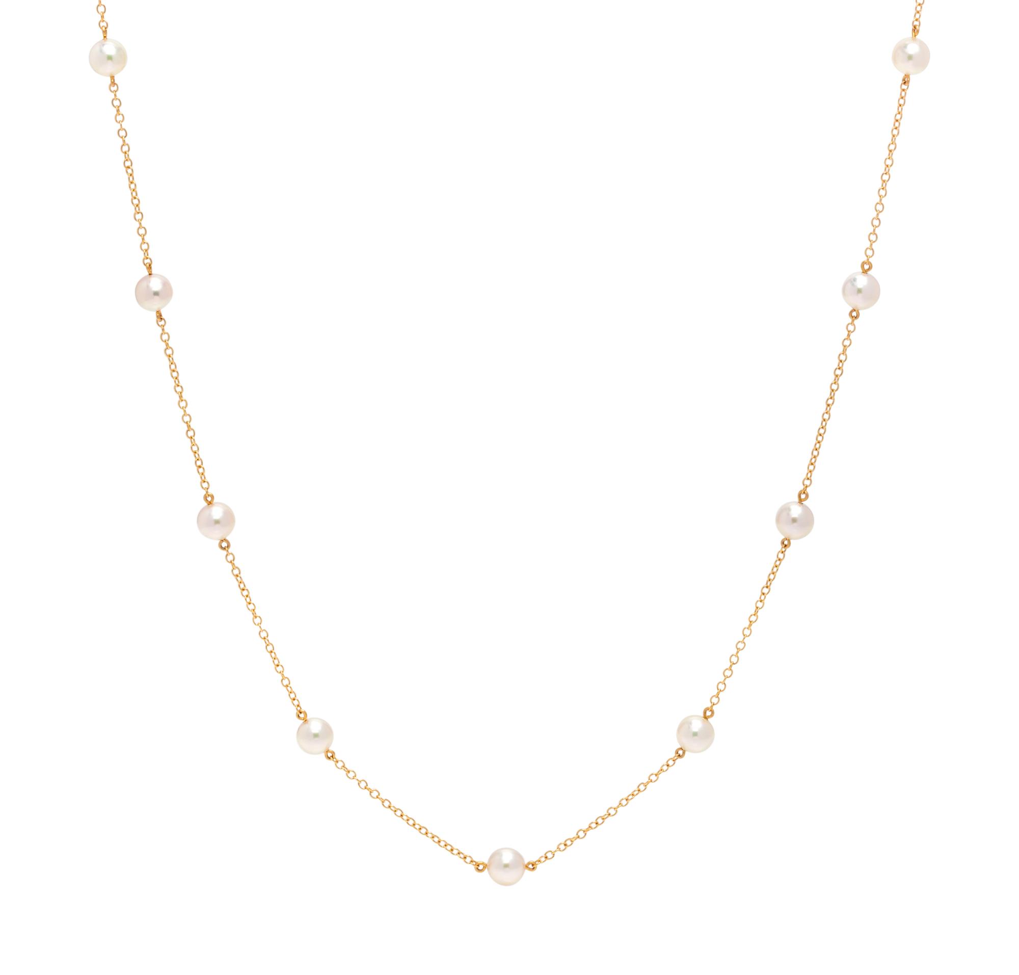 MIKIMOTO, YELLOW GOLD AND CULTURED PEARL NECKLACE