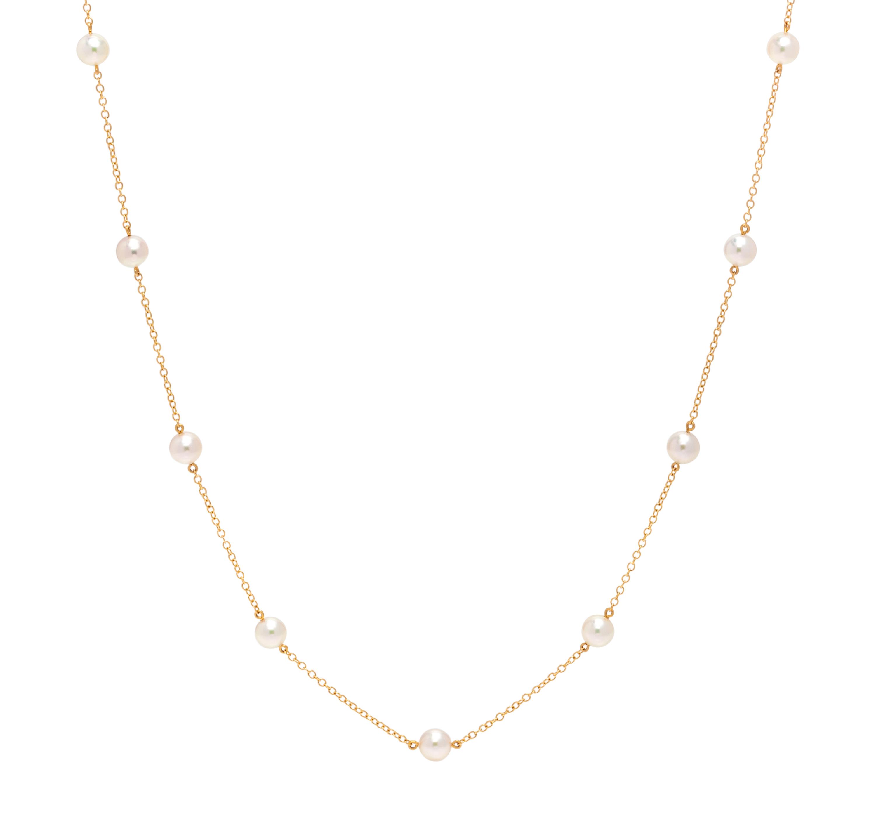 MIKIMOTO, YELLOW GOLD AND CULTURED PEARL NECKLACE