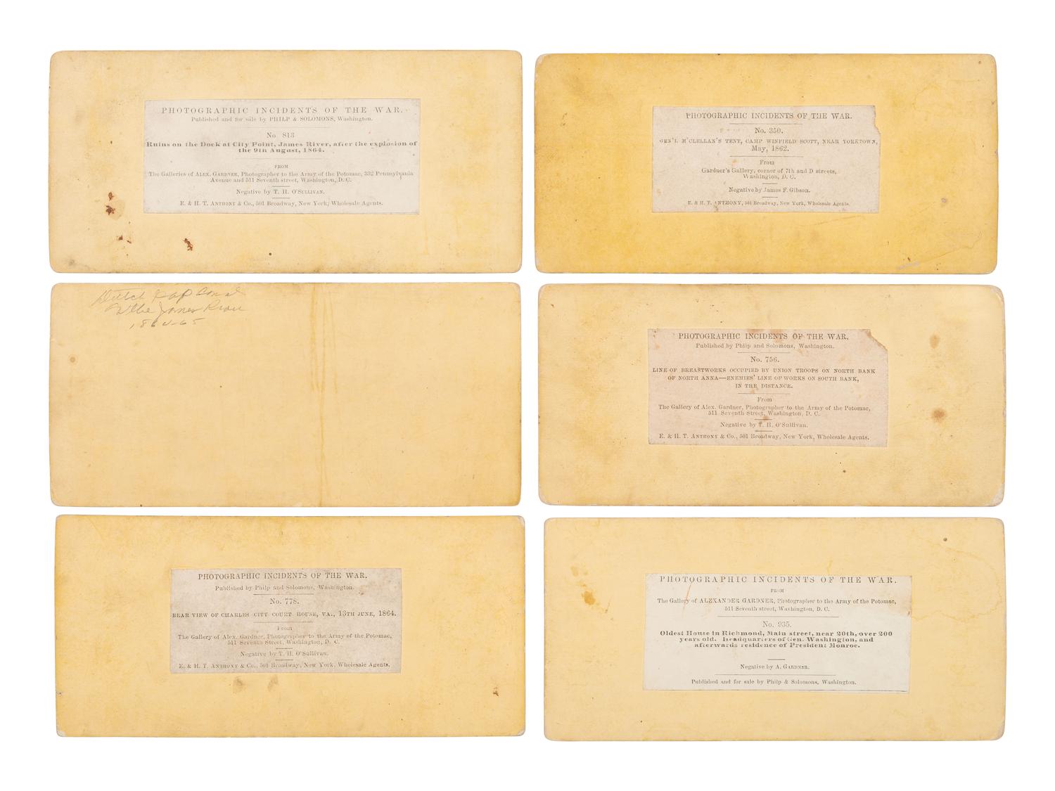 [CIVIL WAR]. 21 assorted Civil War stereoviews published by Alexander GARDNER. 1862-1865.