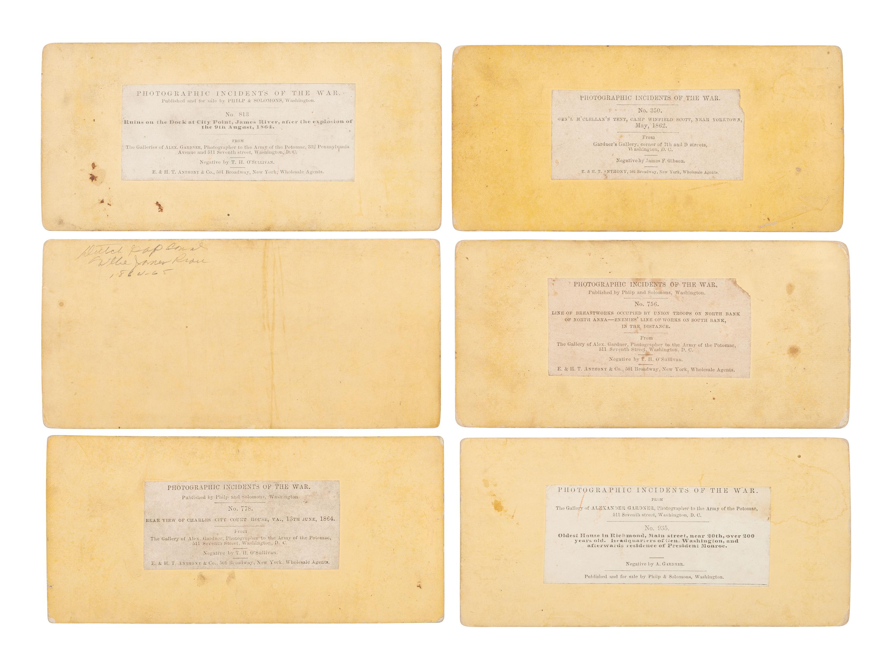 [CIVIL WAR]. 21 assorted Civil War stereoviews published by Alexander GARDNER. 1862-1865.