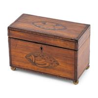 A Regency Mahogany and Rosewood Tea Caddy