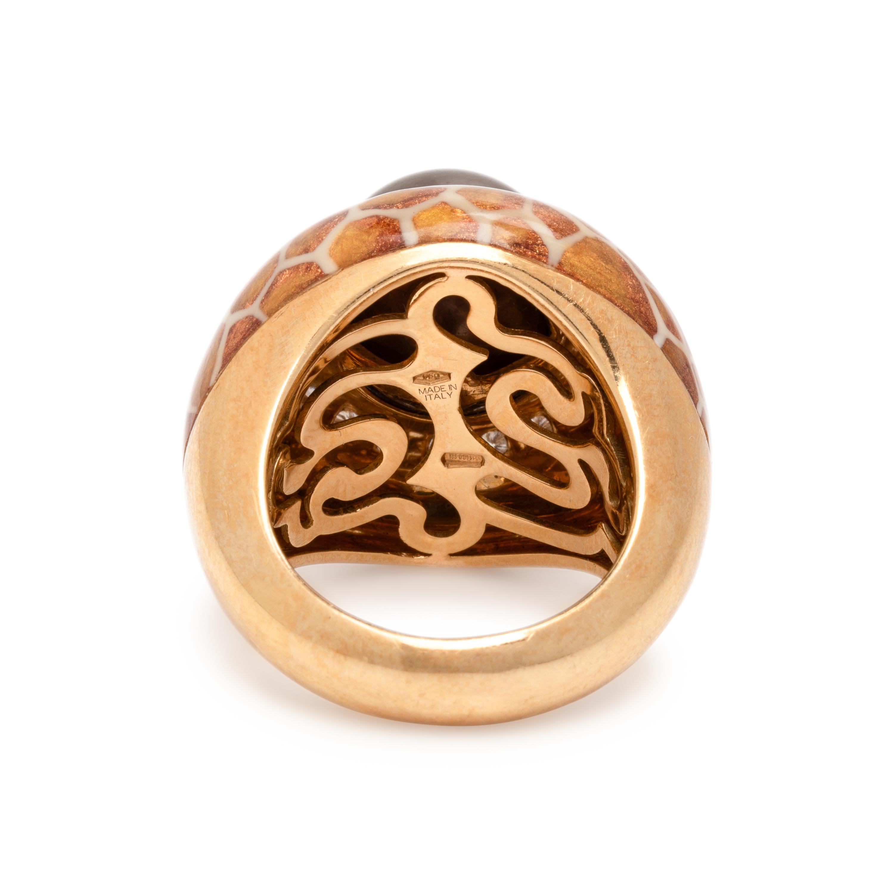 Utopia, Diamond, Enamel, and Cultured Pearl Ring