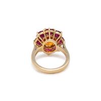 ORANGE SAPPHIRE AND RUBY RING