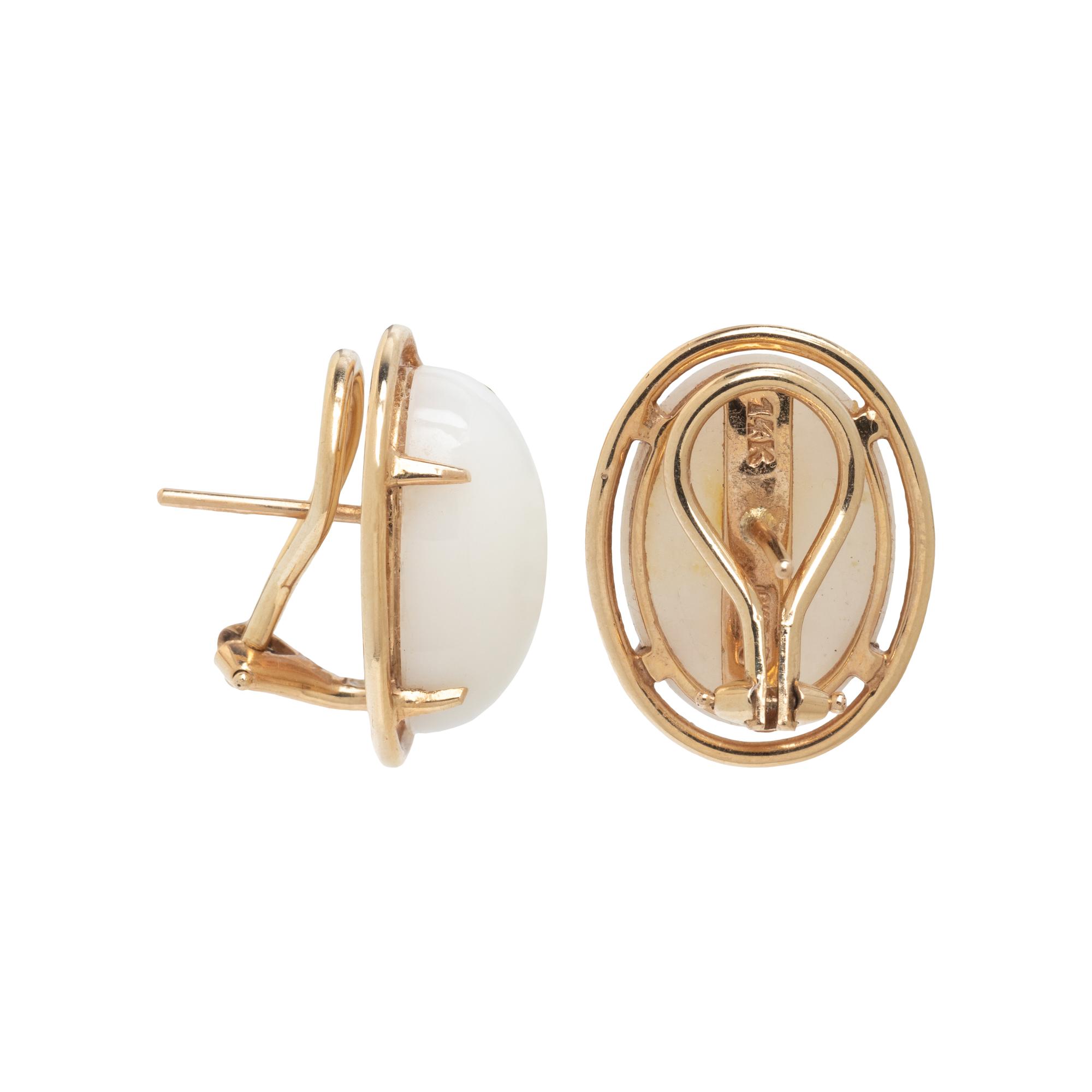 GUMPS, WHITE JADE 'PENINSULA' EARRINGS