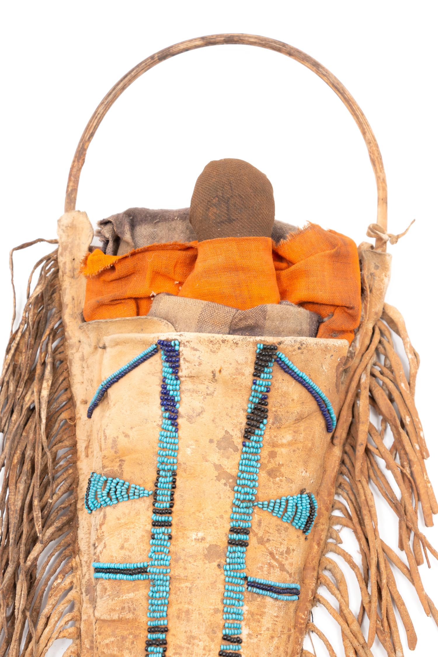Apache Beaded Hide Doll Cradle