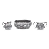 Three American Silver Floral Repoussé Table Articles