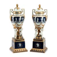 A Pair of Pâte-sur-Pâte Urns