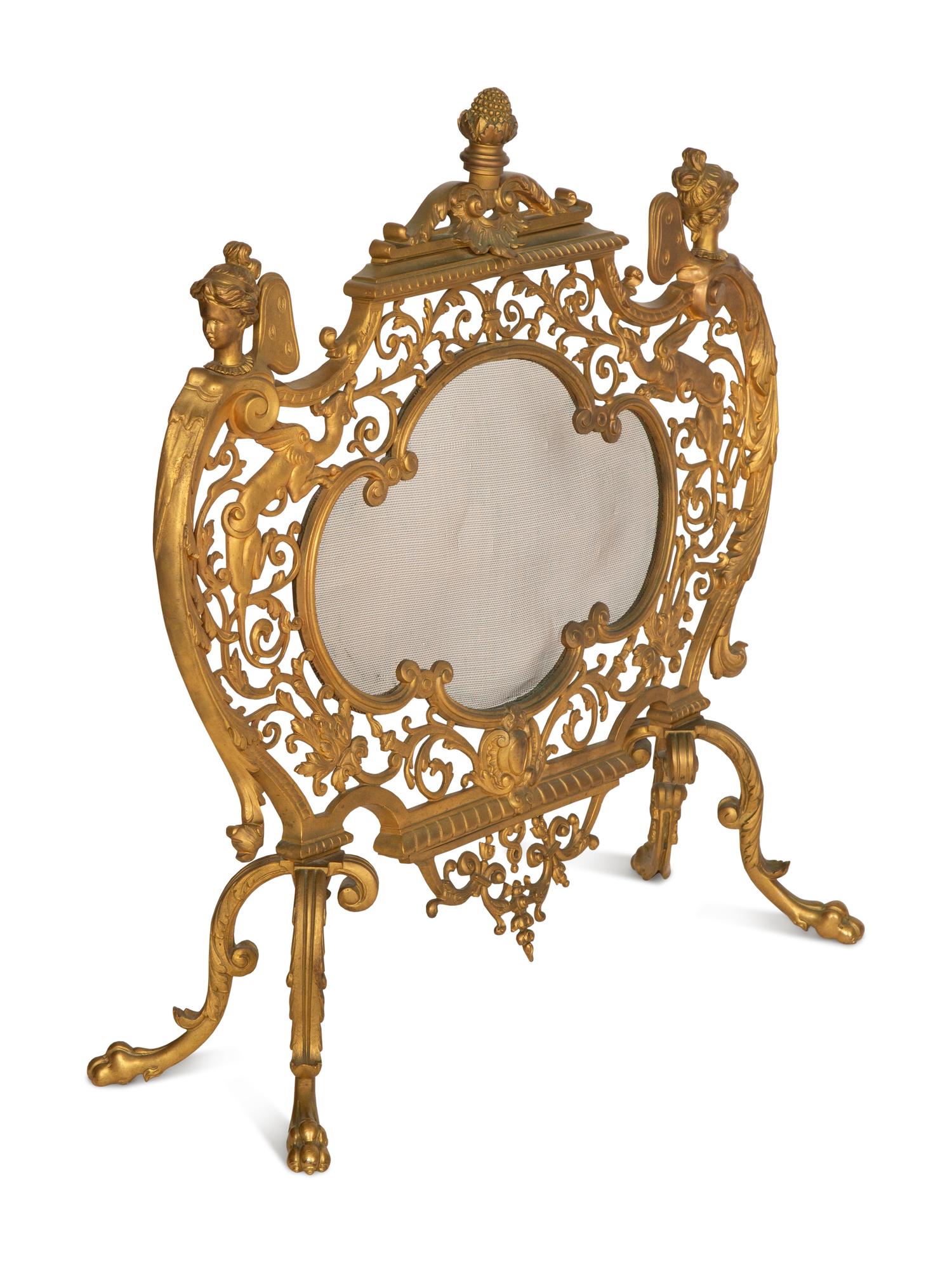 A Rococo Style Gilt Bronze Fire Screen — Late 19th/Early 20th Century
