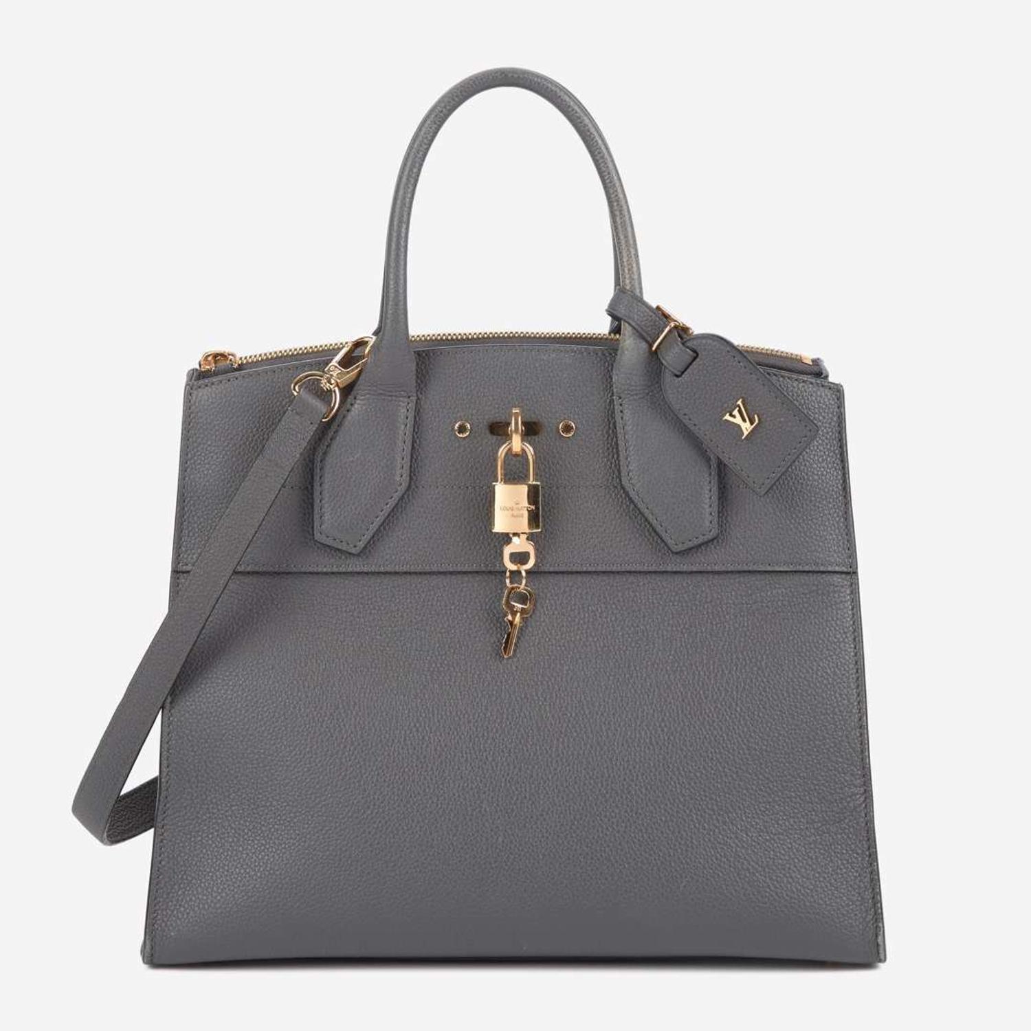 A Louis Vuitton Gray Calf Leather City Steamer MM Louis Vuitton