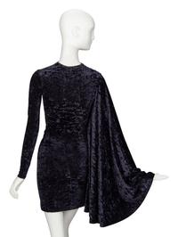BALENICAGA, CRUSHED VELVET CAPE-SLEEVE MINIDRESS