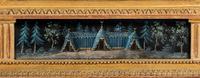 A North European Neoclassical Gouache Panel Inset Giltwood Mirror