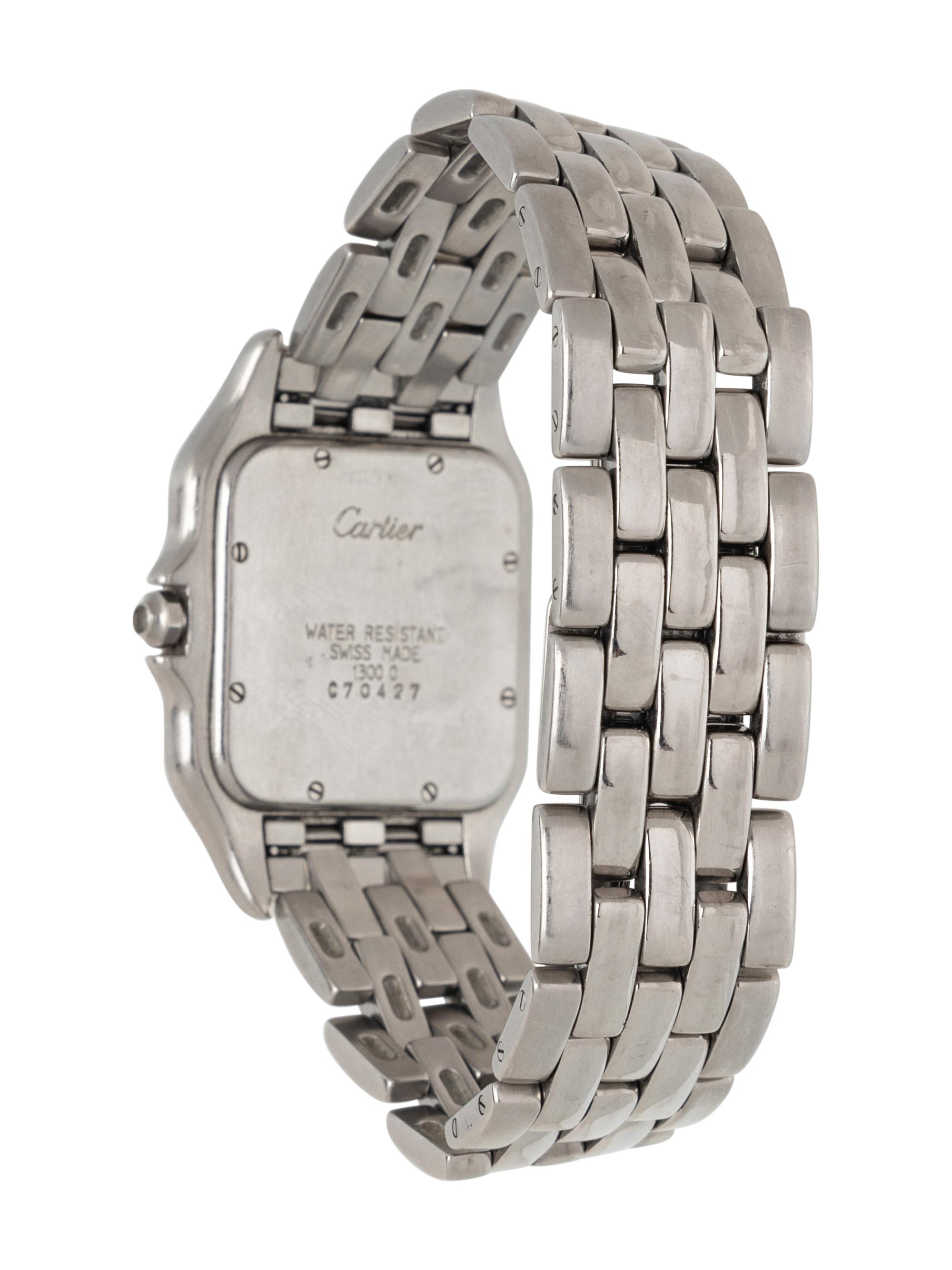 CARTIER, REF. 1300 STAINLESS STEEL 'PANTHÈRE' WATCH, BOX & PAPERS