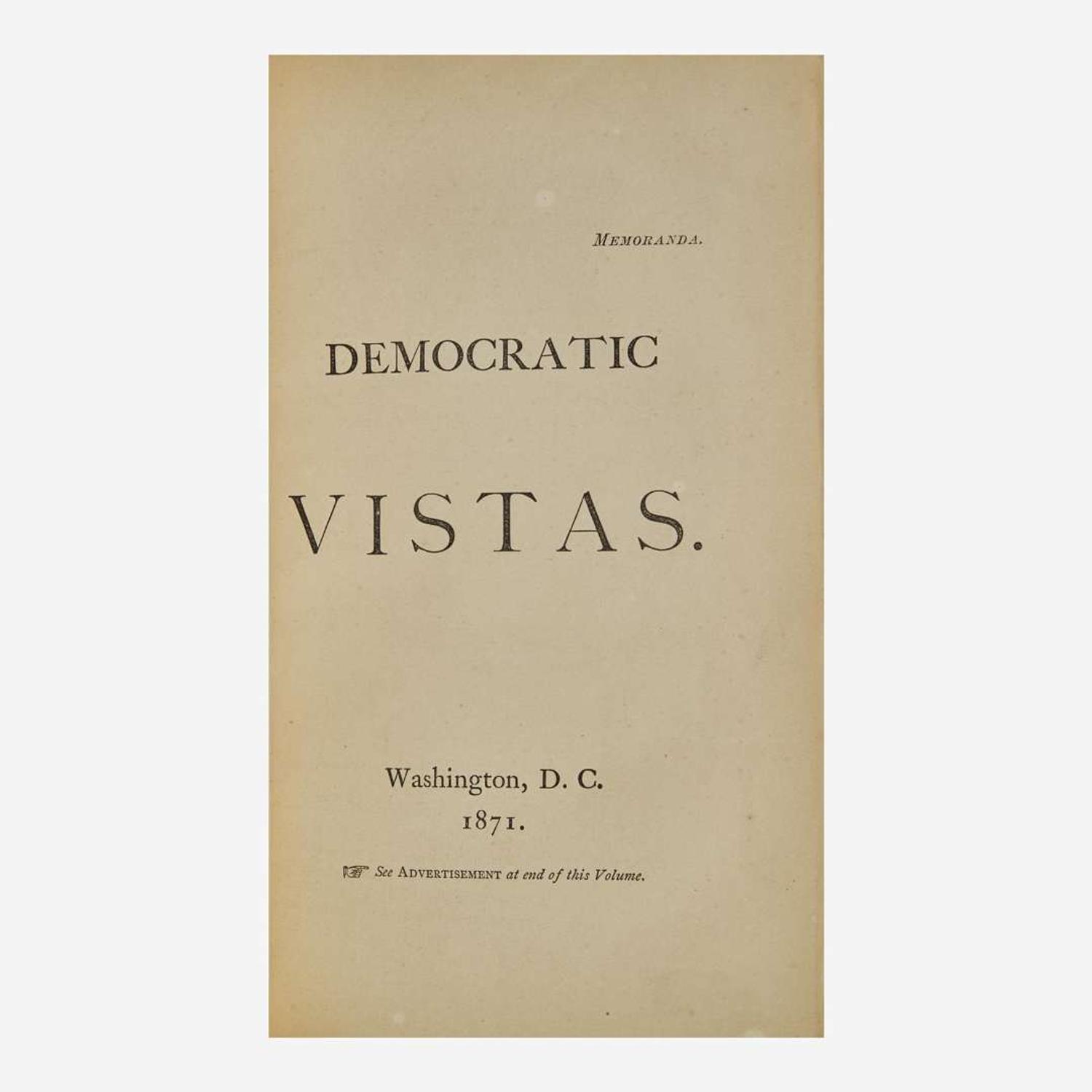 [Literature] (Whitman, Walt) Democratic Vistas