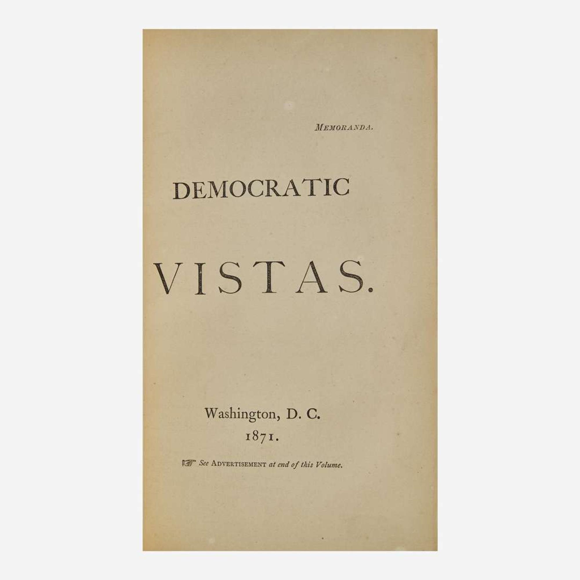 [Literature] (Whitman, Walt) Democratic Vistas