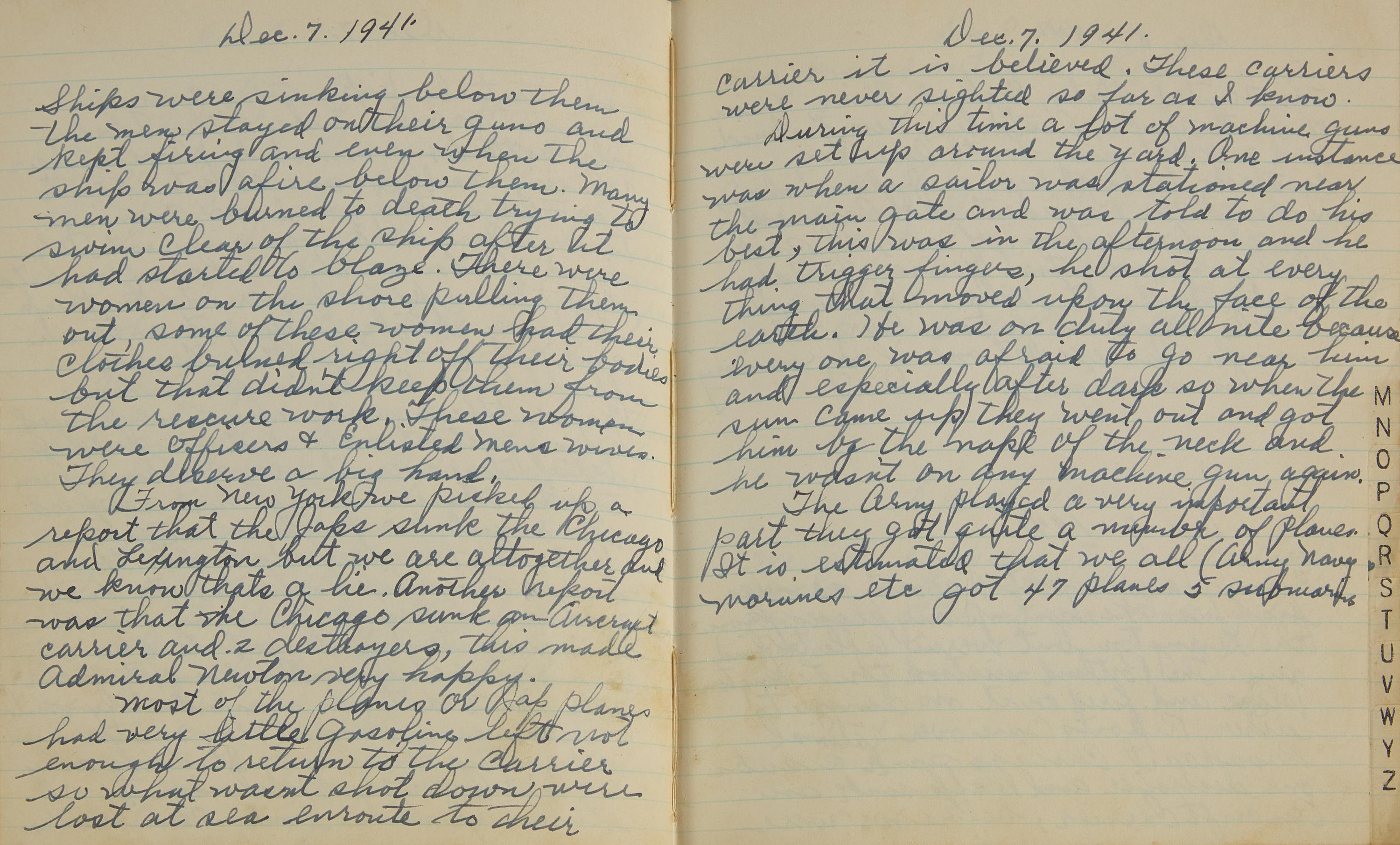 [World War II] An Incredibly Vivid Manuscript Diary Reporting the Attack on Pearl Harbor, ca. 1941-42