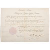 Franklin Pierce Presidential Signed Appointment for Texas Ranger Robert S. Neighbors as Special Agent for Indians in Texas