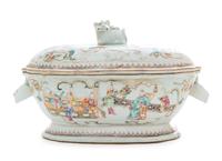 A Chinese Export Famille Rose Porcelain Soup Tureen Height 7 3/4 inches. — LIKELY 18TH CENTURY