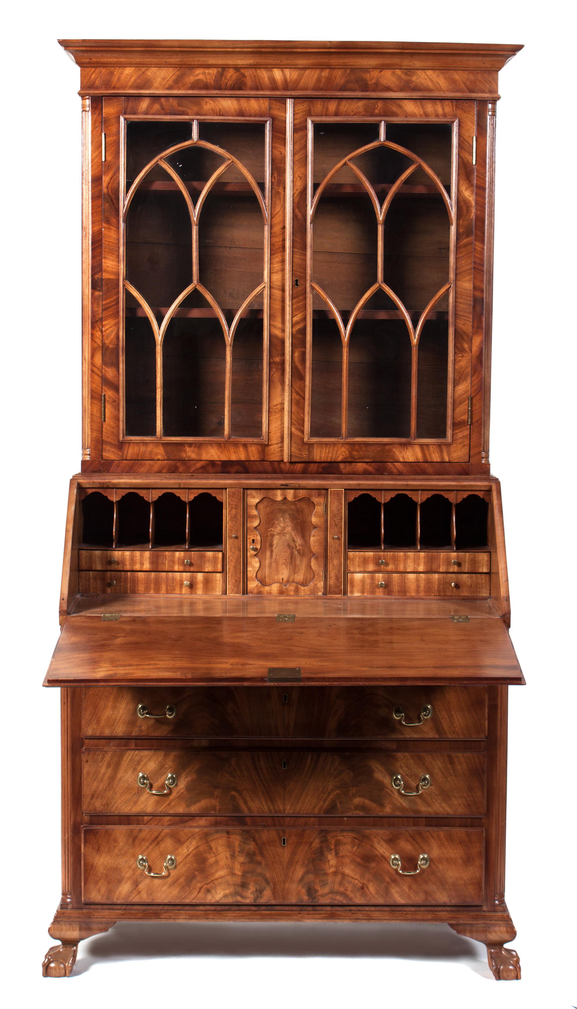 A Mahogany Secretary Bookcase Height 80 x width 40 x depth 22 inches.
