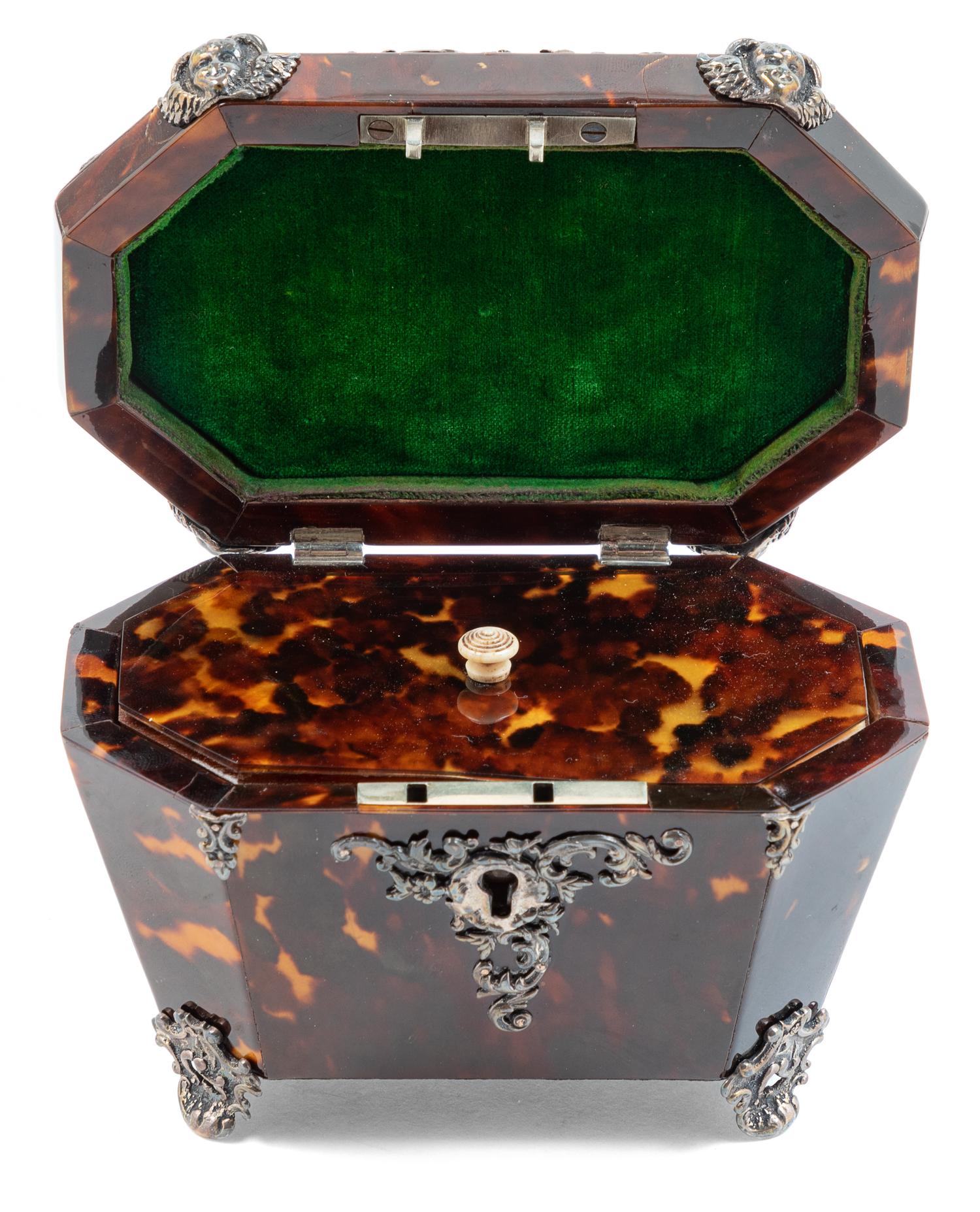 A Victorian Silver-Plate Mounted Tortoise Shell Card Box Height 4 x width 4 5/8 x depth 3 1/8 inches. — 19TH CENTURY